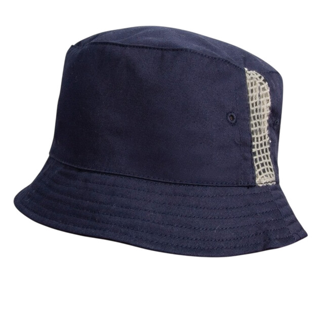 Result Deluxe gewassen katoen mesh paneel emmer hoed UTLT3759_navy large