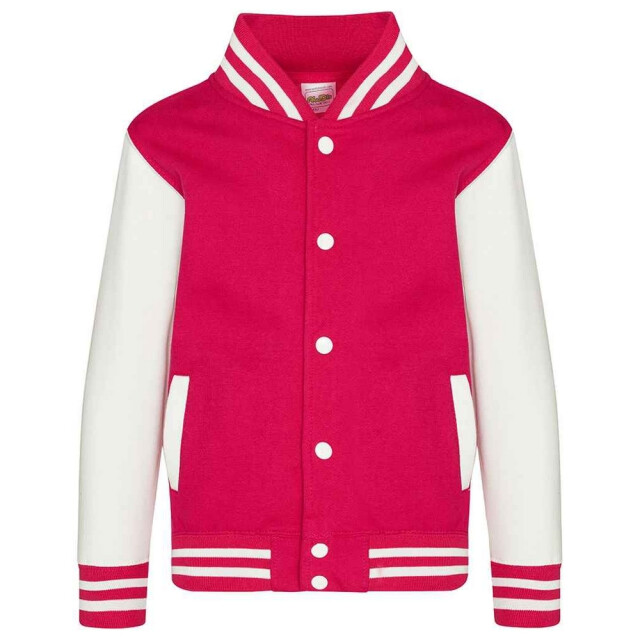 Awdis Varsity jas met contraststrepen voor kinderen UTLT3260_hotpinkwhite large