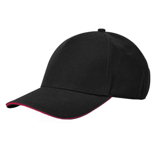 Beechfield Earthaware klassieke organic cotton 5 panel baseball cap UTLT3125_blackclassicred large