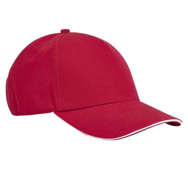Beechfield Earthaware klassieke organic cotton 5 panel baseball cap UTLT3125_classicredwhite large