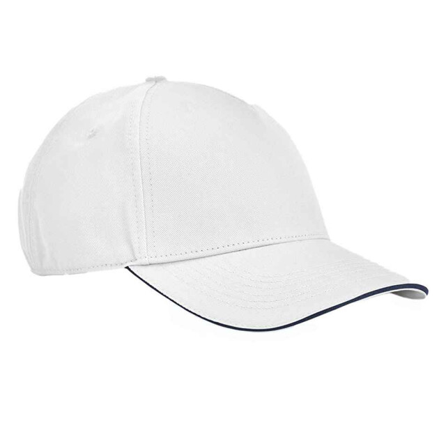 Beechfield Earthaware klassieke organic cotton 5 panel baseball cap UTLT3125_whitefrenchnavy large