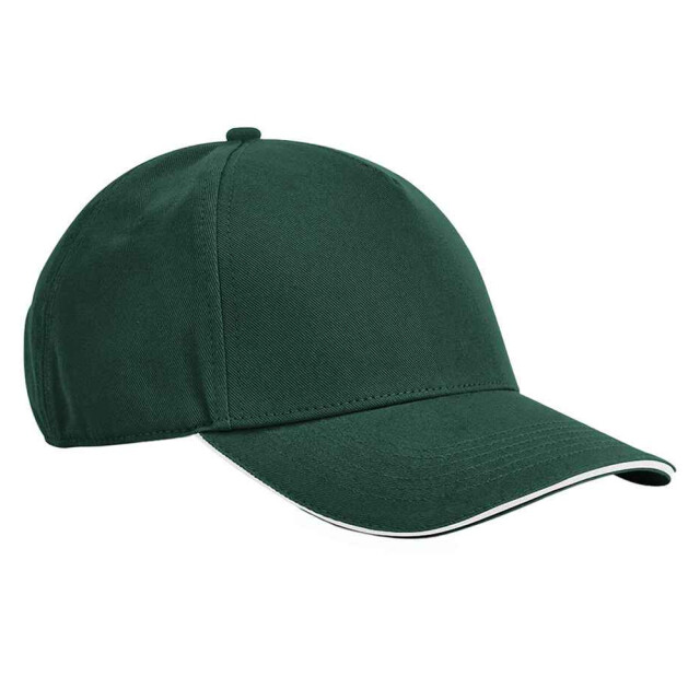 Beechfield Earthaware klassieke organic cotton 5 panel baseball cap UTLT3125_bottlegreenwhite large