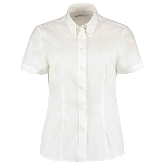 Kustom Kit Dames zakelijk oxford getailleerde overhemd met korte mouwen UTLT5581_white large