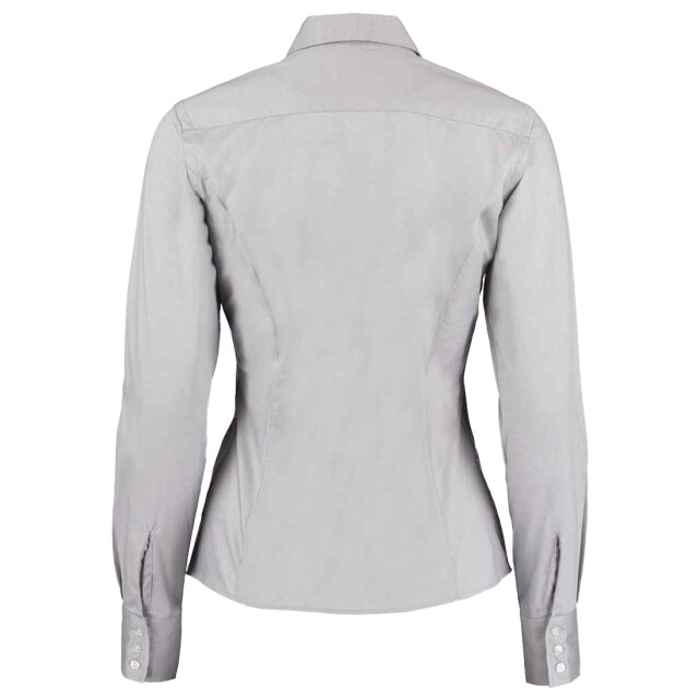 Kustom Kit Dames zakelijk oxford getailleerde overhemd met lange mouwen UTLT5118_silvergreysolid large