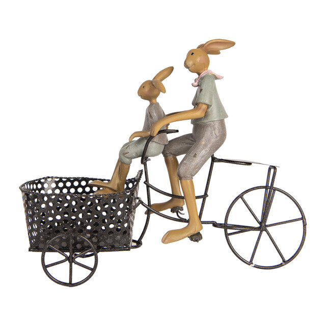 Clayre & Eef Decoratie beeld konijnen 28x12x23 cm kunststof fiets 3061320 large