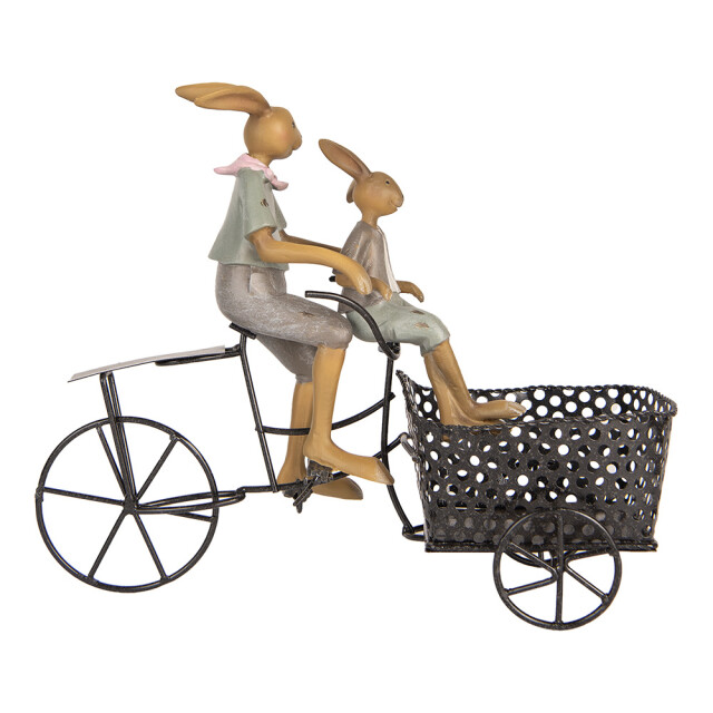 Clayre & Eef Decoratie beeld konijnen 28x12x23 cm kunststof fiets 3061320 large