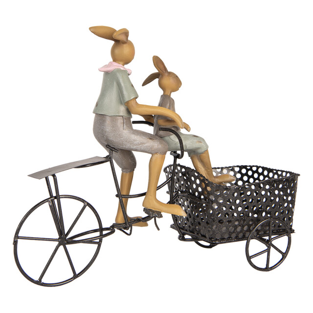 Clayre & Eef Decoratie beeld konijnen 28x12x23 cm kunststof fiets 3061320 large