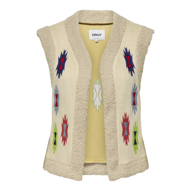 Only Onlfrida aztec emb. waistcoat cs ot zand dessin 4279.06.0002 large