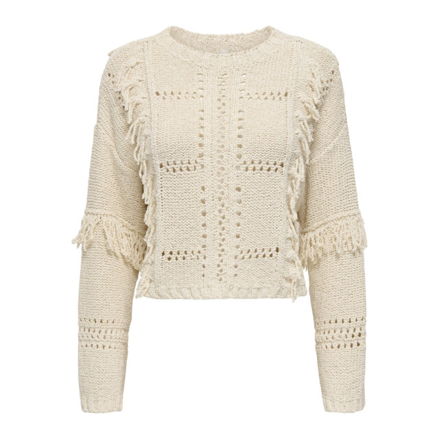 Only Rsa life ls fringe o-neck cc kn beige 4219.05.0135 large