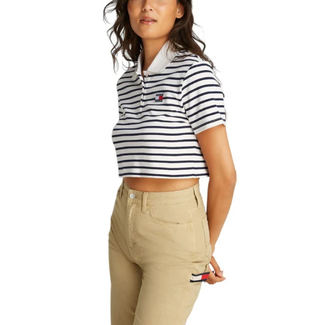 Tommy Hilfiger Gestreepte polo crop top Tommy Hilfiger Jeans Gestreepte Polo Crop Top large