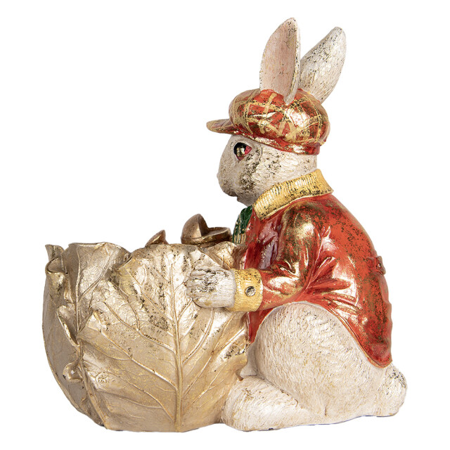 Clayre & Eef Decoratie beeld konijn 28x18x30 cm rood kunststof 3061810 large