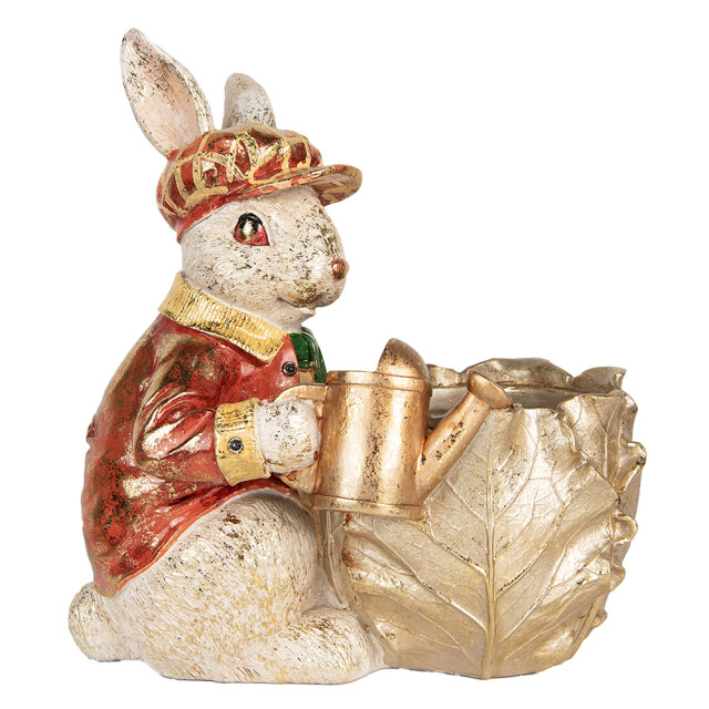 Clayre & Eef Decoratie beeld konijn 28x18x30 cm rood kunststof 3061810 large