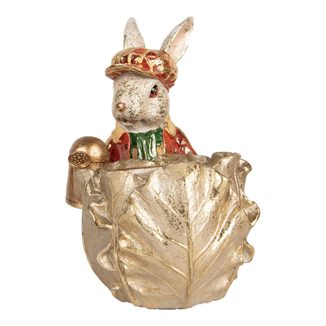 Clayre & Eef Decoratie beeld konijn 28x18x30 cm rood kunststof 3061810 large