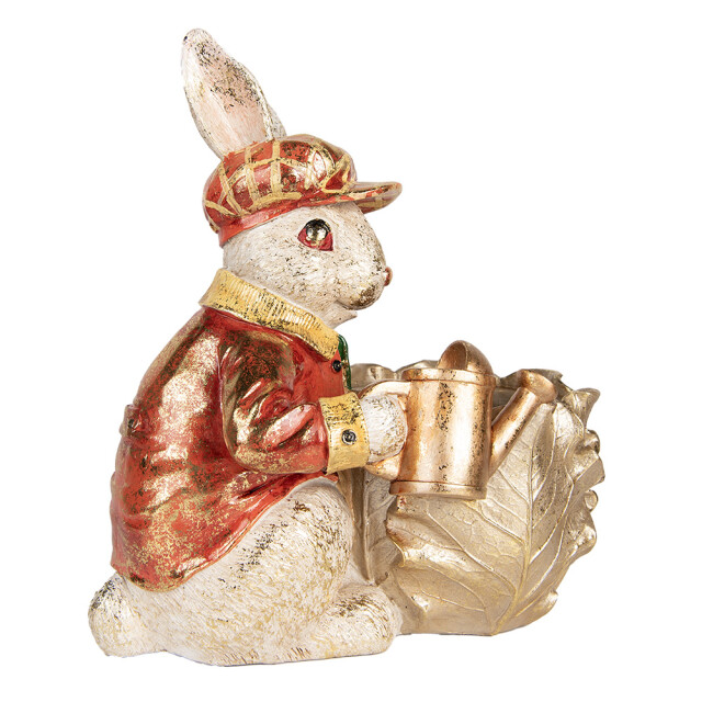 Clayre & Eef Decoratie beeld konijn 28x18x30 cm rood kunststof 3061810 large