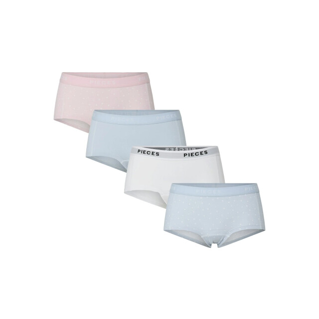 Pieces Dames hipster pclogo roze/lichtblauw/wit 4-pack 17156241 large