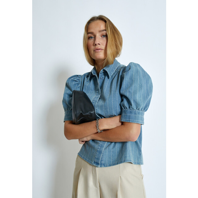 Minus Ms pria short sleeve shirt light denim MI6534-001 large
