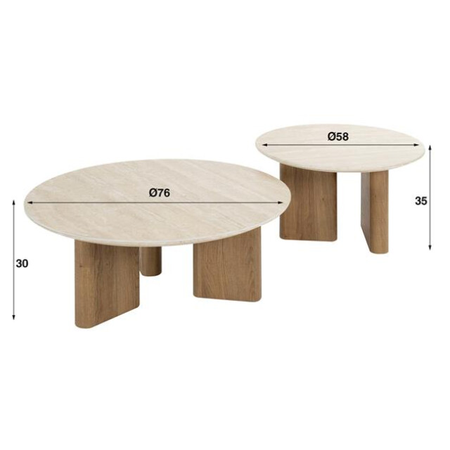 Hoyz salontafel romano rechthoekige poot keramisch travertin - 3061303 large