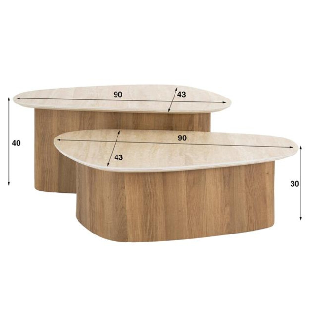 Hoyz salontafel romano driehoekig keramisch travertin set van 2 3061304 large