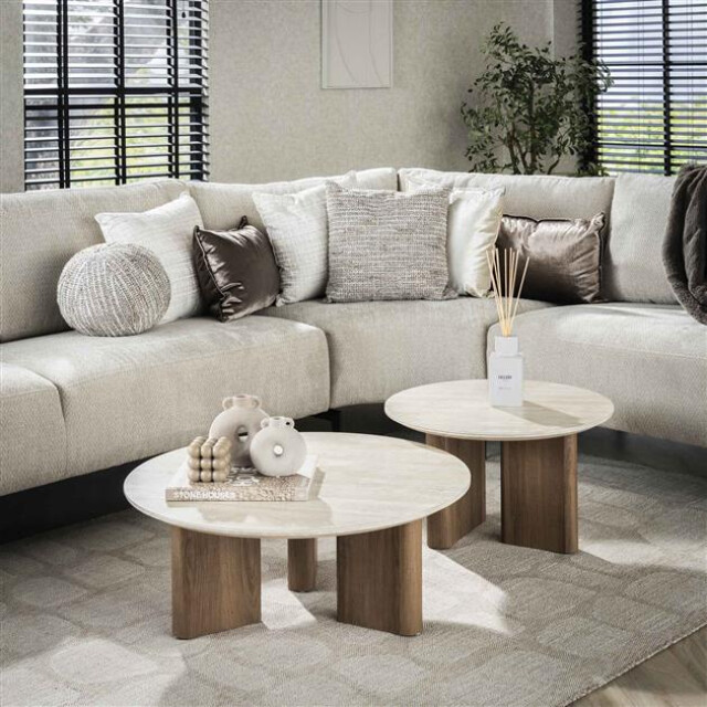 Hoyz salontafel romano rechthoekige poot keramisch travertin - 3061303 large