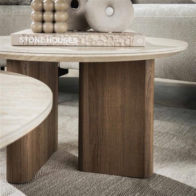 Hoyz salontafel romano rechthoekige poot keramisch travertin - 3061303 large