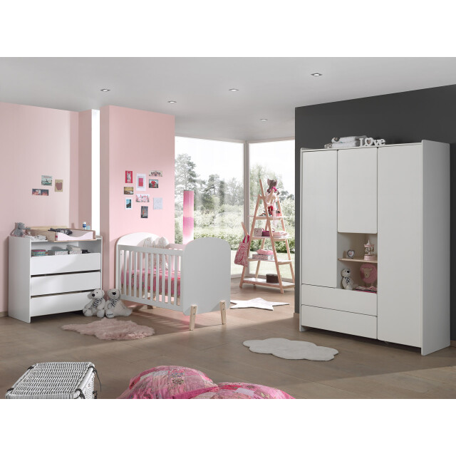 Lucevi kiddy babybed + commode 3 laden + 3 deurs kleerkast + boekenkast - 3012528 large