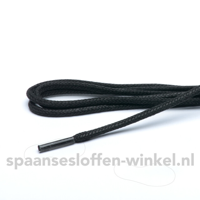 ARIESZZZ Schoenveters wax fijn rond geweven 3 mm Schoenveters zwart wax  fijn rond geweven 3 mm 75 cm large