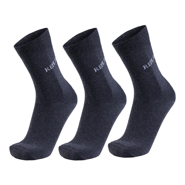Replay Uniseks adult logo melange sokken (set van 3) UTLT4845_darkgreymelangegrey large