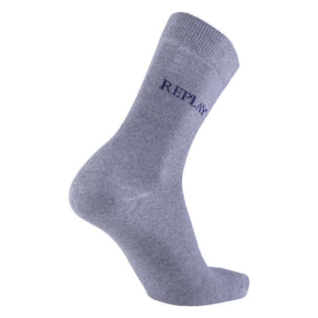 Replay Uniseks adult logo melange sokken (set van 3) UTLT4845_greymelangedarkblue large