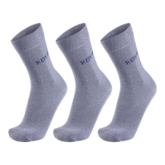 Replay Uniseks adult logo melange sokken (set van 3) UTLT4845_greymelangedarkblue large