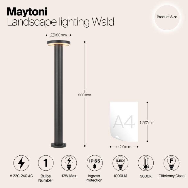 Maytoni Outdoor landschapsverlichting wald grafiet Ø18 3004550 large