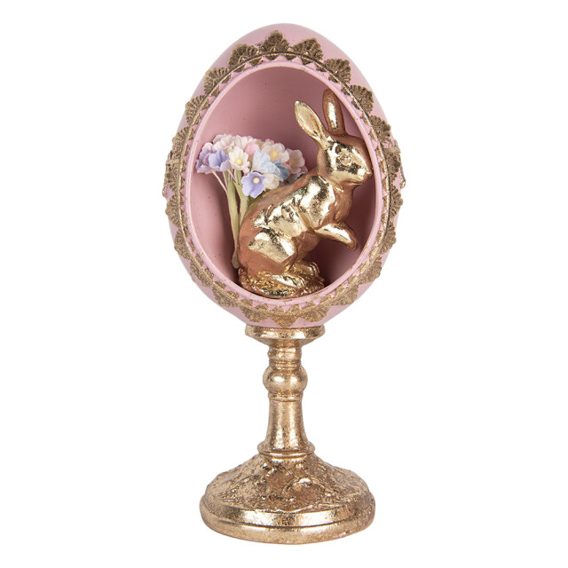 Clayre & Eef Decoratie beeld ei 11x10x21 cm roze kunststof 3063439 large