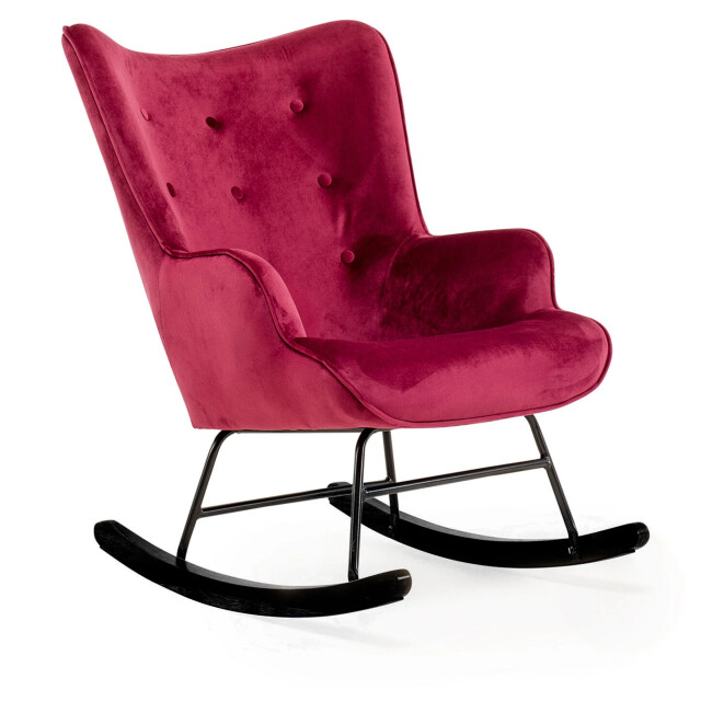 Aemely ® schommelstoel 'steerne' – bordeaux velvet, zwart hout 3064040 large