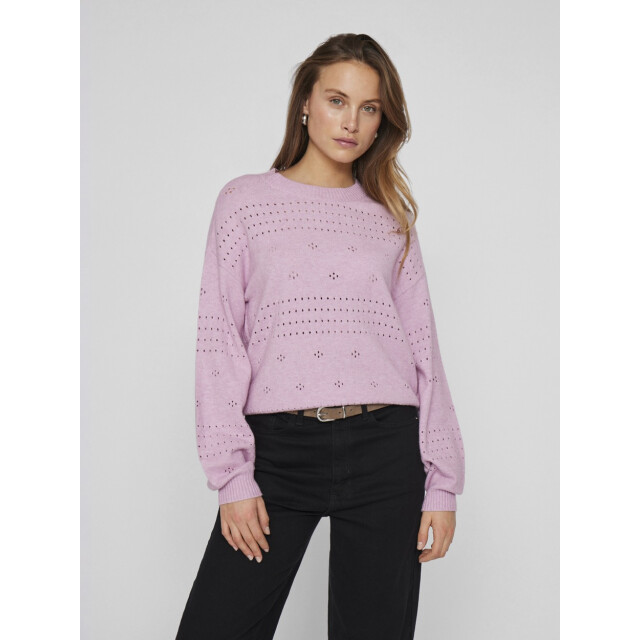 Vila Viril ls o-neck pointelle knit top lila 4219.51.0049 large