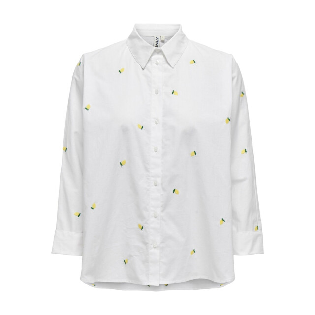 Only onlnew lina grace ls emb shirt noos 15283743 bright white/lemon 06615.100.0221 large