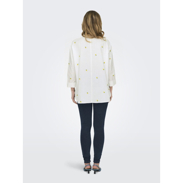 Only onlnew lina grace ls emb shirt noos 15283743 bright white/lemon 06615.100.0221 large
