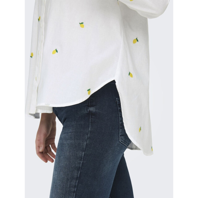 Only onlnew lina grace ls emb shirt noos 15283743 bright white/lemon 06615.100.0221 large