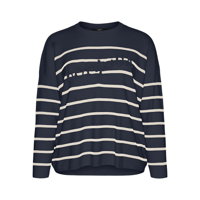 Vero Moda vmaria bonjour ls o-neck pullover g 10322312 birch stripes 06712.198.0223 large
