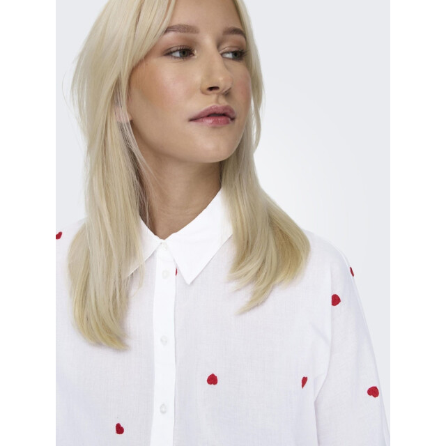 Only onlnew lina grace ls emb shirt noos 15283743 bright white/heart 06615.100.0220 large