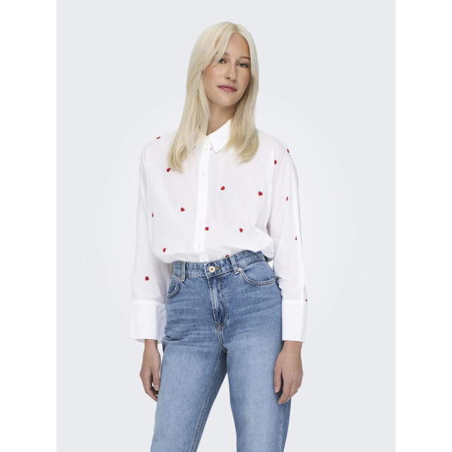 Only onlnew lina grace ls emb shirt noos 15283743 bright white/heart 06615.100.0220 large