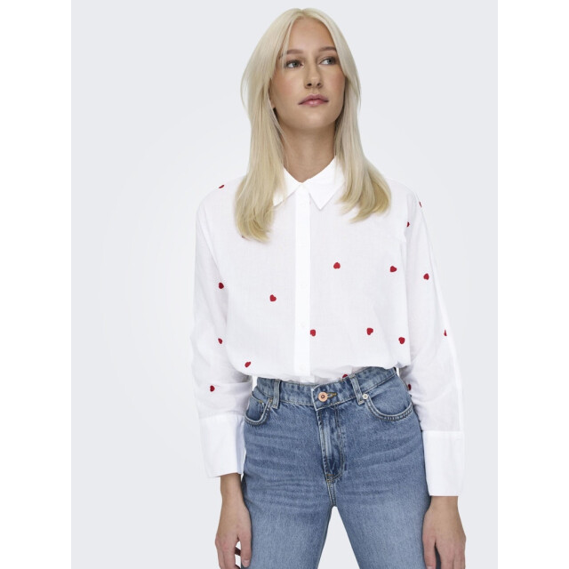 Only onlnew lina grace ls emb shirt noos 15283743 bright white/heart 06615.100.0220 large
