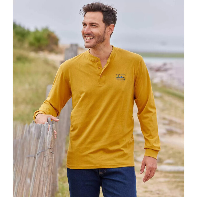 Atlas For Men Heren t-shirt met knoopsluiting (set van 2) UTAF380_burgundyyellow large