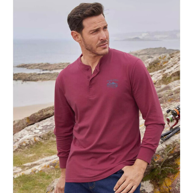 Atlas For Men Heren t-shirt met knoopsluiting (set van 2) UTAF380_burgundyyellow large