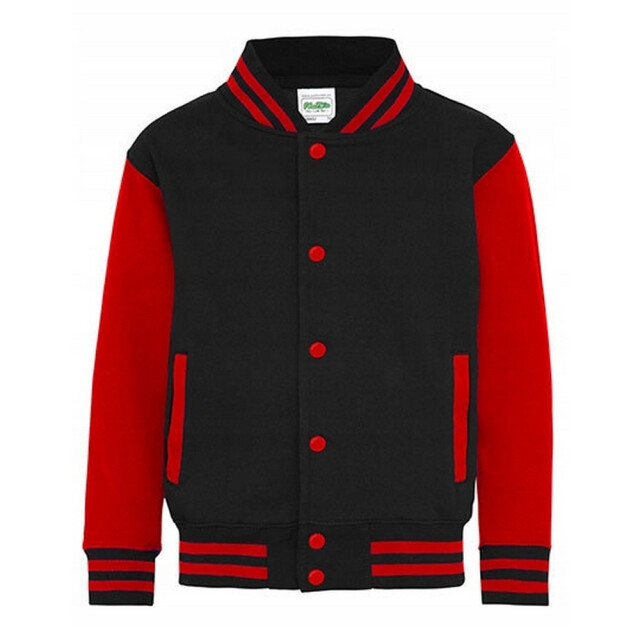 Awdis Varsity jas met contraststrepen voor kinderen UTLT3260_jetblackfirered large