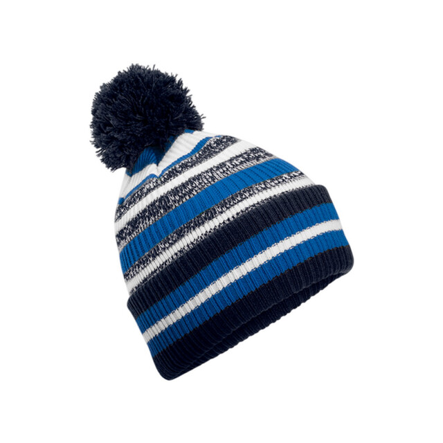 Beechfield Multi-sport fan gestreepte muts UTLT5725_frenchnavysapphirebluewhite large