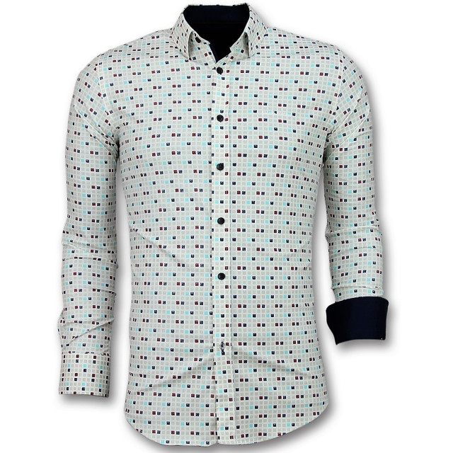 Tony Backer Overhemden slim fit tetris motief hemd 3023 large