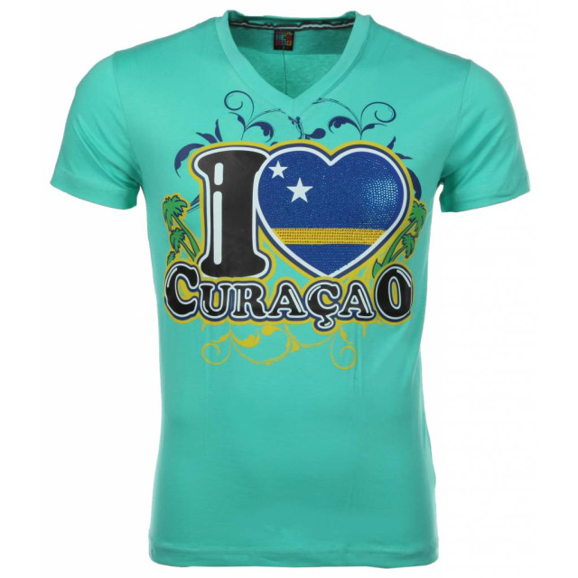 Local Fanatic T-shirt i love curacao groen M/T-ILC-G large