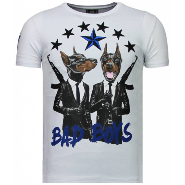 Local Fanatic Bad boys pinscher rhinestone t-shirt 5774W large