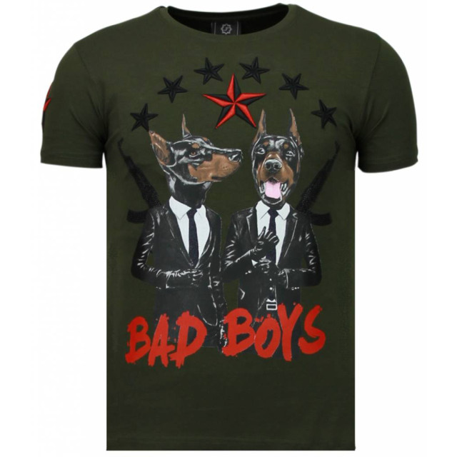 Local Fanatic Bad boys pinscher rhinestone t-shirt 5774G large