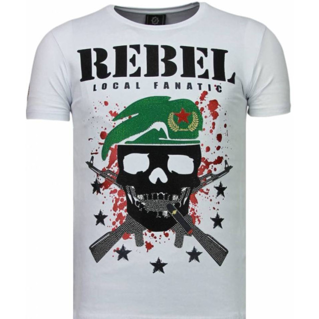 Local Fanatic Skull rebel rhinestone t-shirt 5776W large