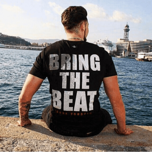 Local Fanatic Skull bring the beat rhinestone t-shirt 5779Z large